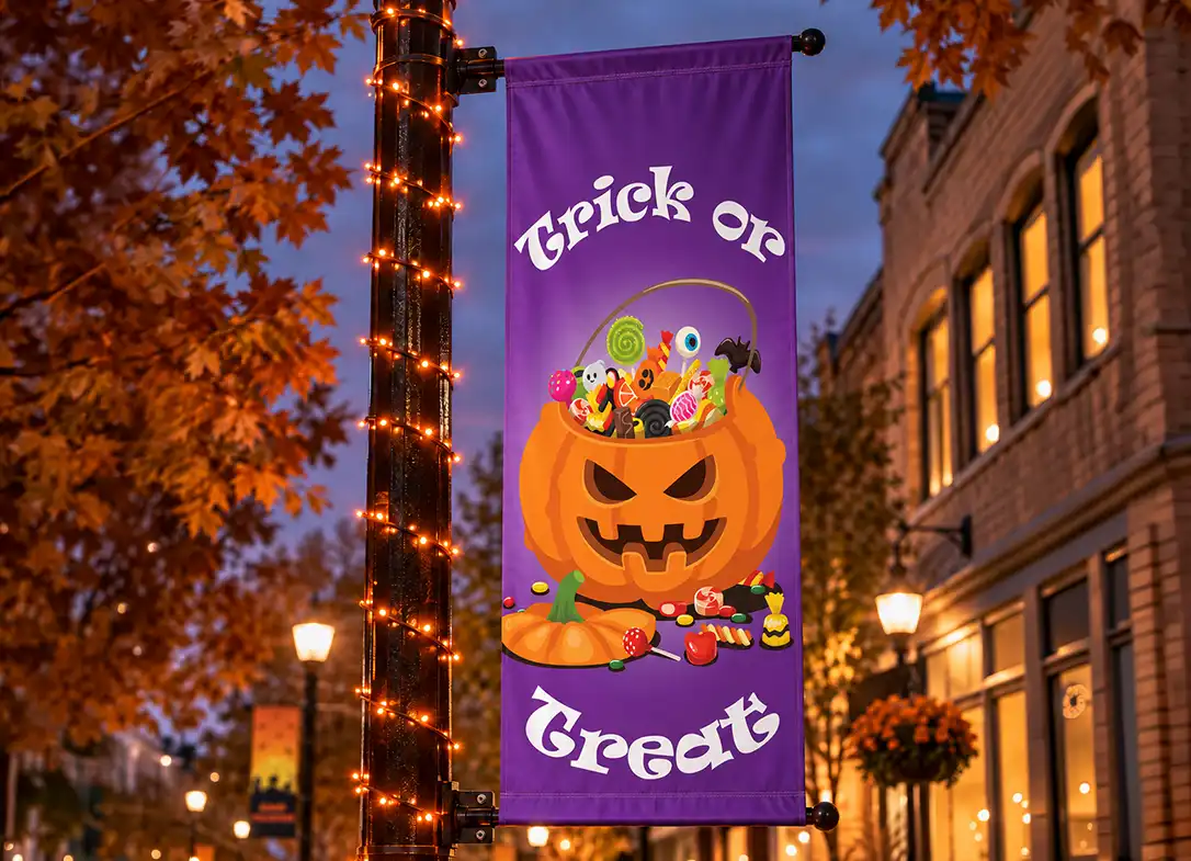 Halloween event banner featuring seasonal fall and spooky graphics